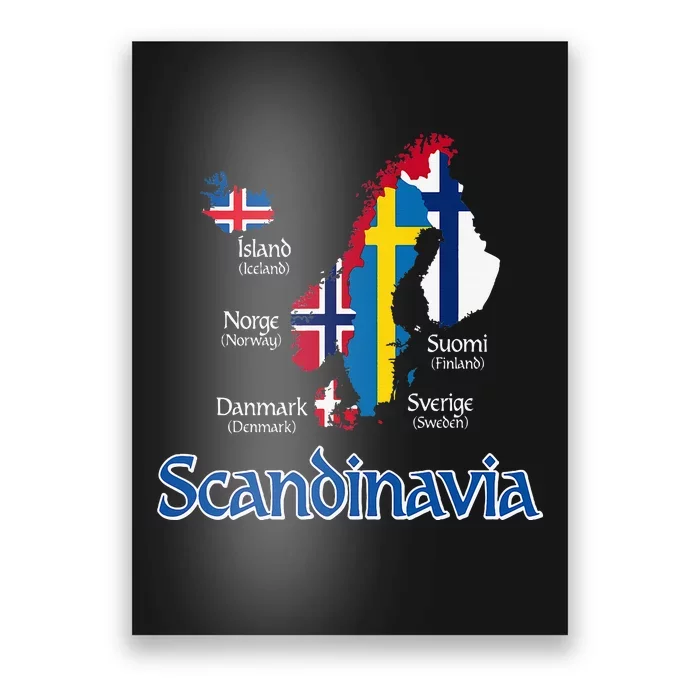 Scandinavia Flags Map Poster