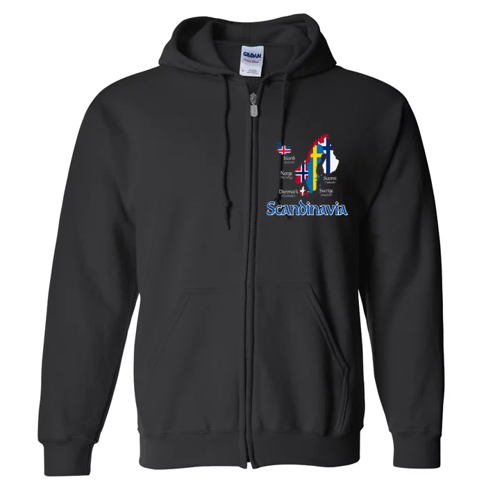 Scandinavia Flags Map Full Zip Hoodie