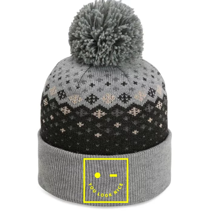 Smiley Face Music Retro The Baniff Cuffed Pom Beanie