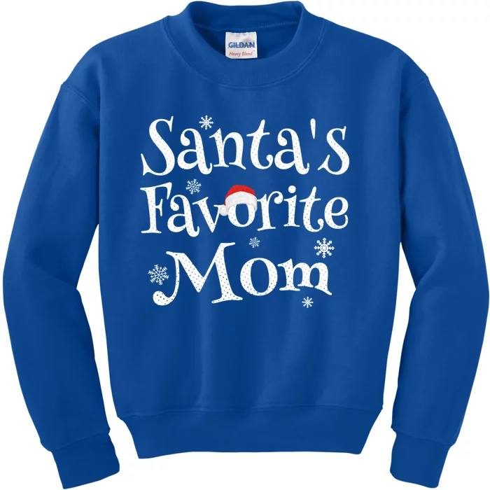 SantaS Favorite Mom Funny Christmas Joke Mother Gift Cool Gift Kids Sweatshirt