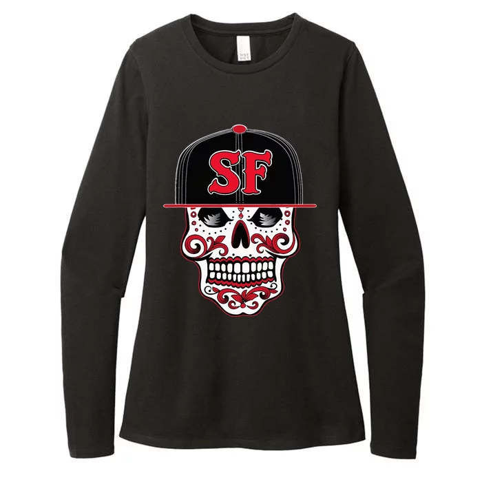 San Francisco Mexican Sugar Skull Design Bay Area Womens CVC Long Sleeve Shirt