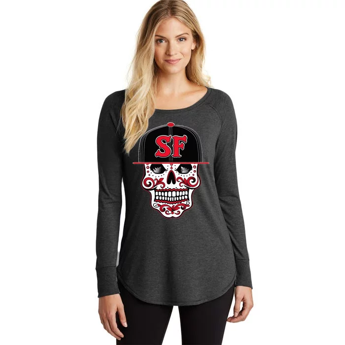 San Francisco Mexican Sugar Skull Design Bay Area Women's Perfect Tri Tunic Long Sleeve Shirt