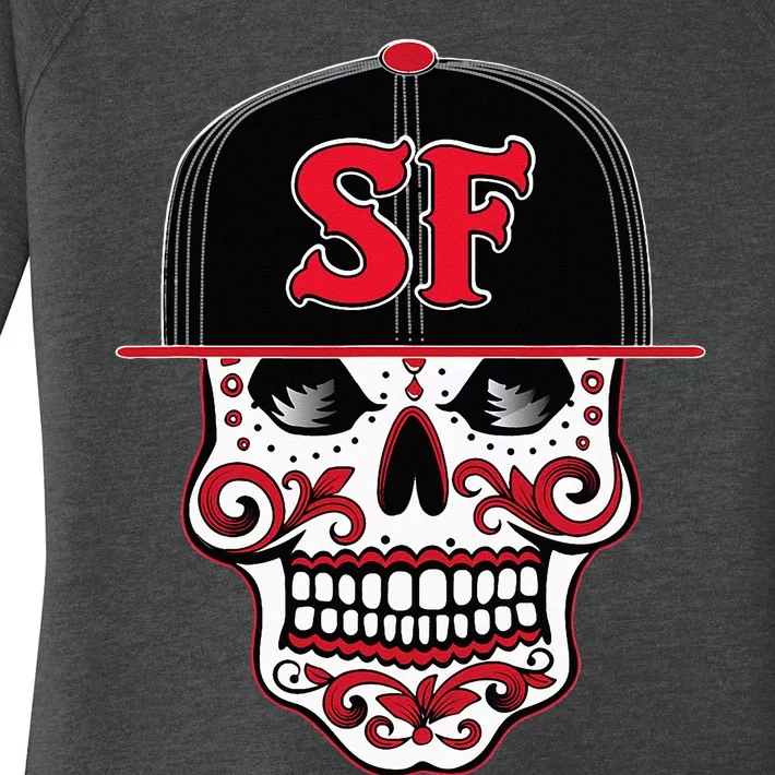 San Francisco Mexican Sugar Skull Design Bay Area Women's Perfect Tri Tunic Long Sleeve Shirt