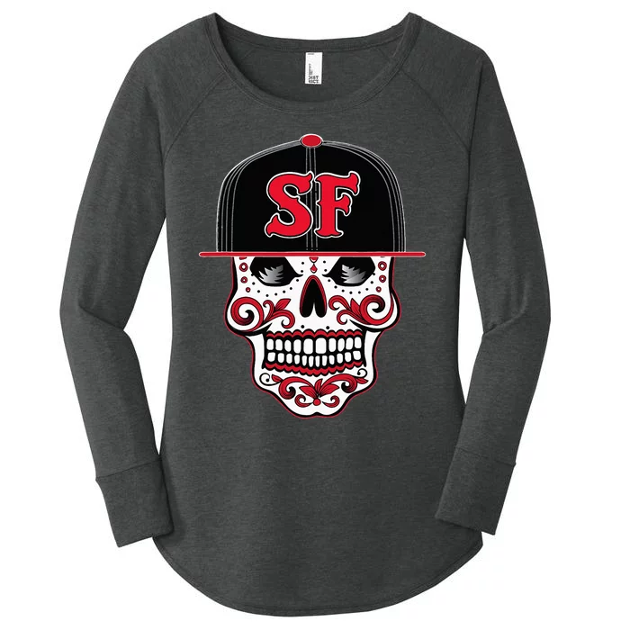 San Francisco Mexican Sugar Skull Design Bay Area Women's Perfect Tri Tunic Long Sleeve Shirt