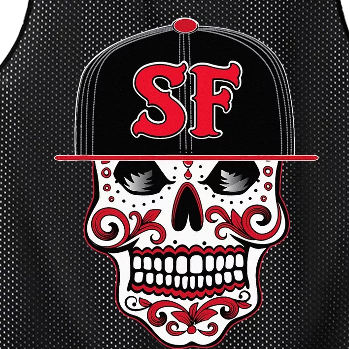 San Francisco Mexican Sugar Skull Design Bay Area Mesh Reversible Basketball Jersey Tank