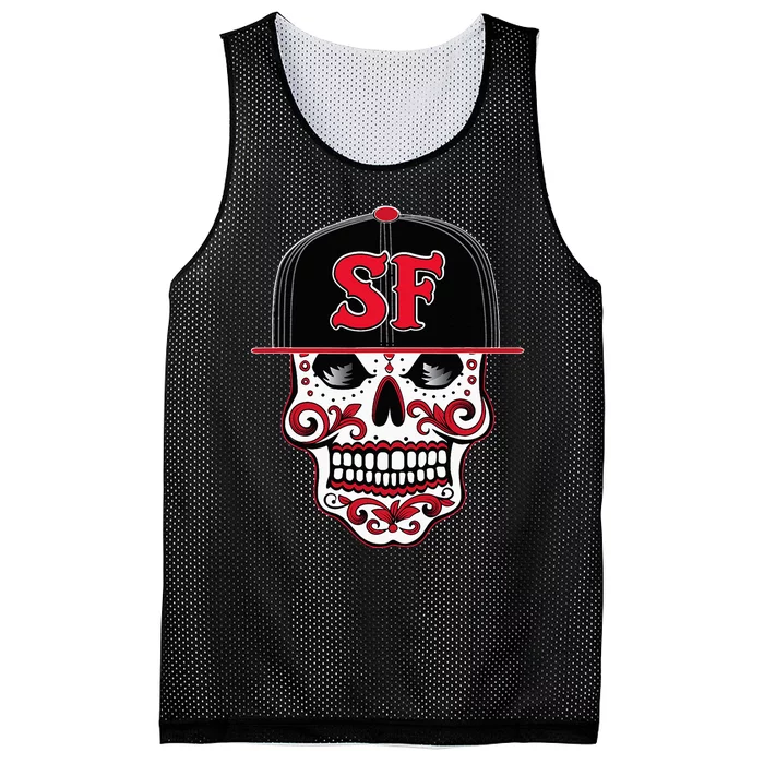 San Francisco Mexican Sugar Skull Design Bay Area Mesh Reversible Basketball Jersey Tank