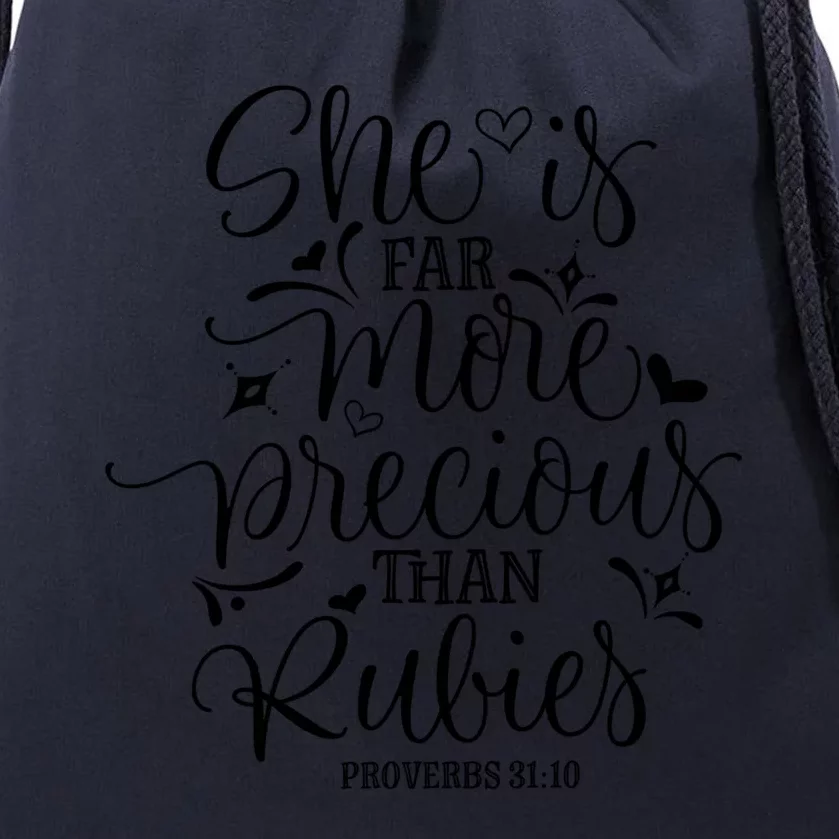 She's Far More Precious Than Jewel Bible Christian Religious Gift Drawstring Bag