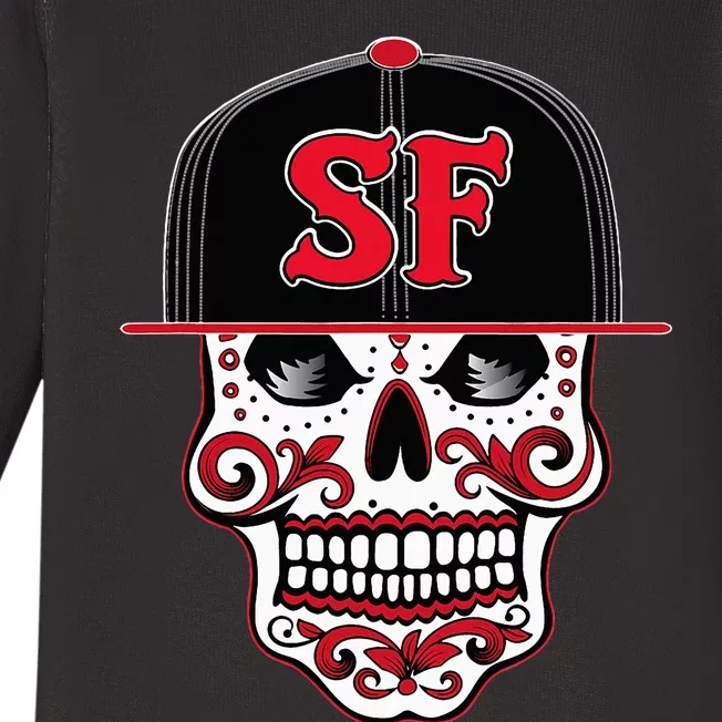 San Francisco Mexican Sugar Skull Design Bay Area Baby Long Sleeve Bodysuit