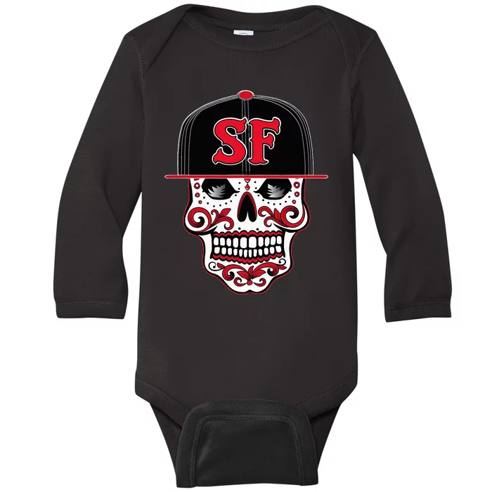 San Francisco Mexican Sugar Skull Design Bay Area Baby Long Sleeve Bodysuit