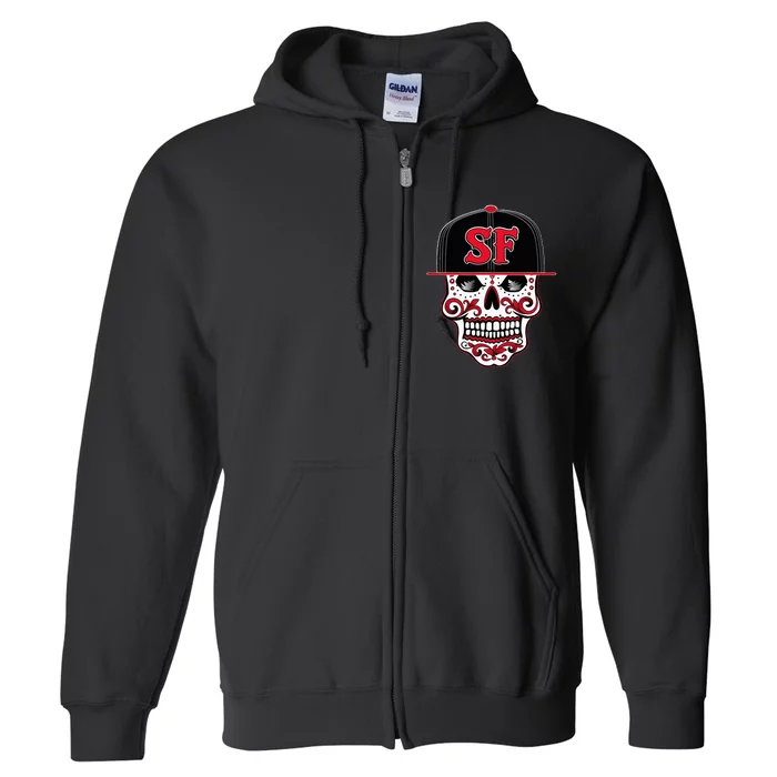 San Francisco Mexican Sugar Skull Design Bay Area Full Zip Hoodie