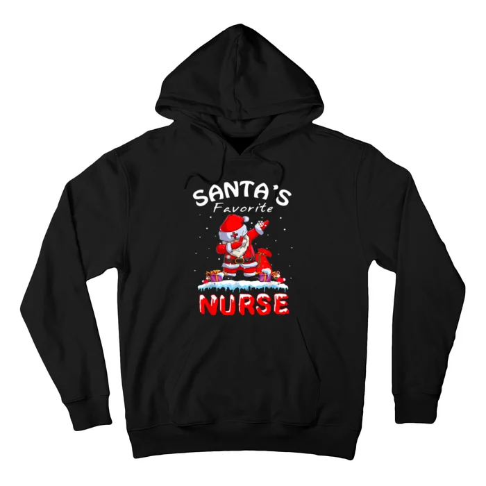 SantaS Favorite Nurse Christmas Funny Dabbing Santa Hoodie