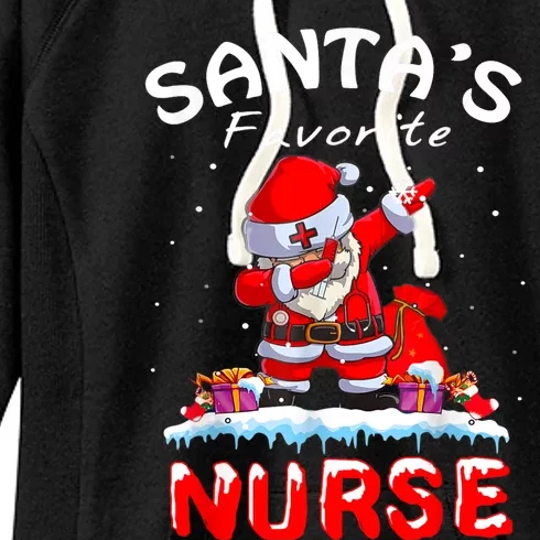 SantaS Favorite Nurse Christmas Funny Dabbing Santa Women's Fleece Hoodie