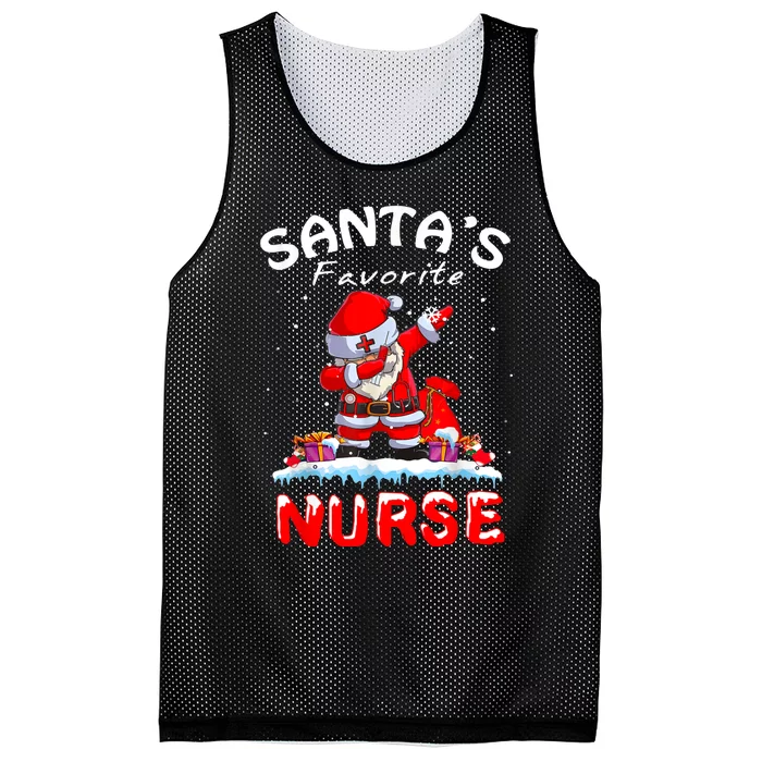 SantaS Favorite Nurse Christmas Funny Dabbing Santa Mesh Reversible Basketball Jersey Tank