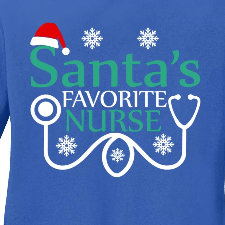 Santa Favorite Nurse Christmas Holiday Design Great Gift Ladies Long Sleeve Shirt