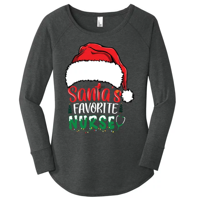 Santas Favorite Nurse Christmas Nursing Women's Perfect Tri Tunic Long Sleeve Shirt