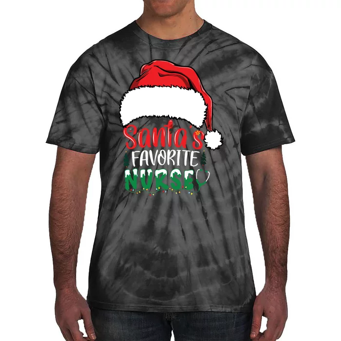 Santas Favorite Nurse Christmas Nursing Tie-Dye T-Shirt