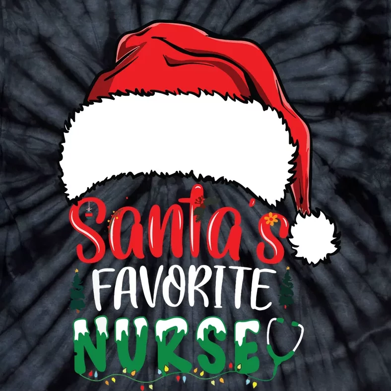 Santas Favorite Nurse Christmas Nursing Tie-Dye T-Shirt