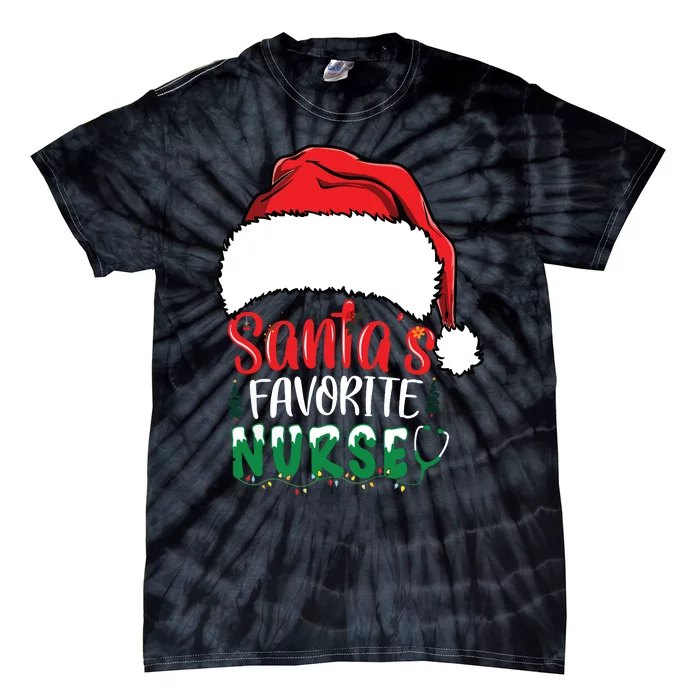 Santas Favorite Nurse Christmas Nursing Tie-Dye T-Shirt