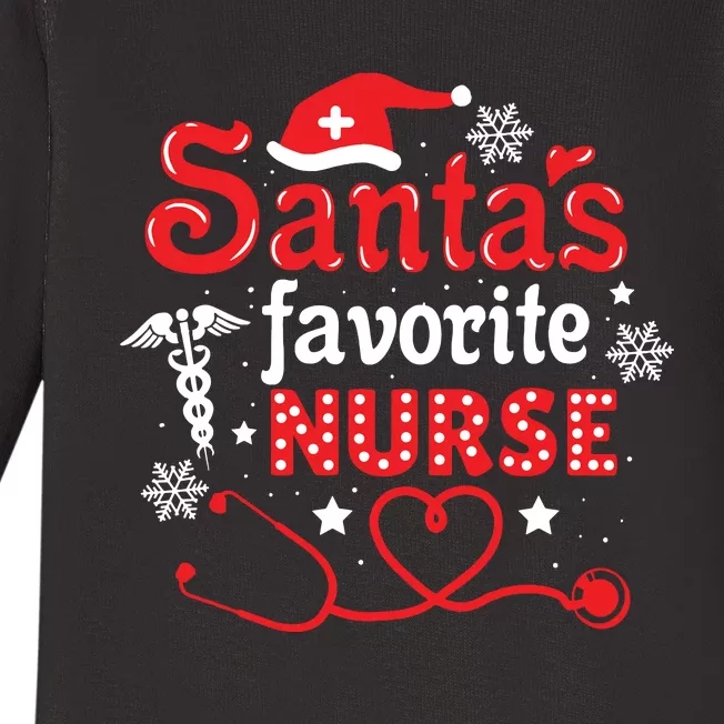 Santas Favorite Nurse Christmas Baby Long Sleeve Bodysuit