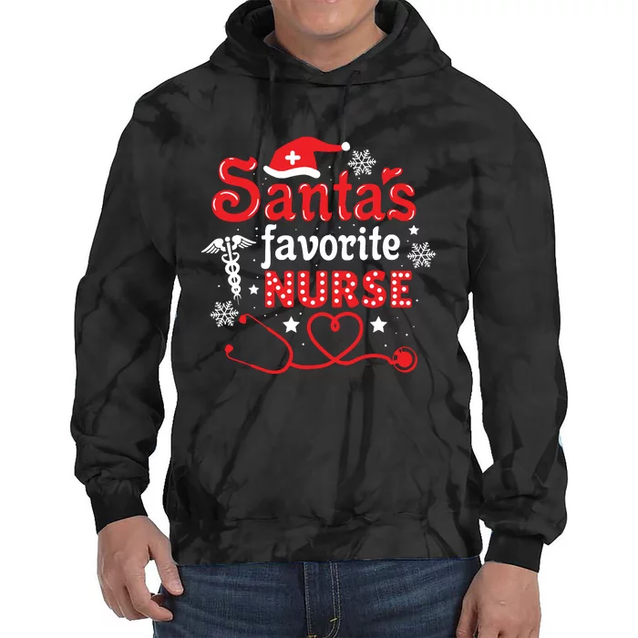 Santas Favorite Nurse Christmas Tie Dye Hoodie