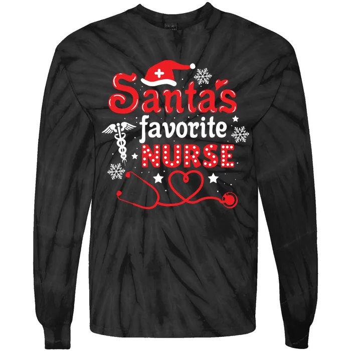 Santas Favorite Nurse Christmas Tie-Dye Long Sleeve Shirt