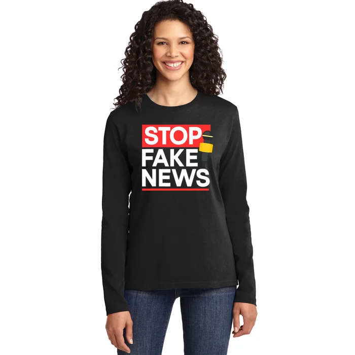 Stop Fake News Journalism Journalist Rights Press Freedom Ladies Long Sleeve Shirt