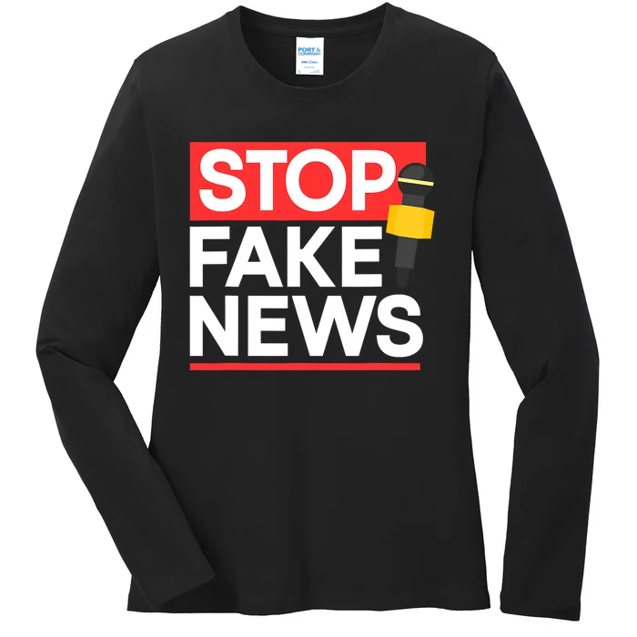 Stop Fake News Journalism Journalist Rights Press Freedom Ladies Long Sleeve Shirt