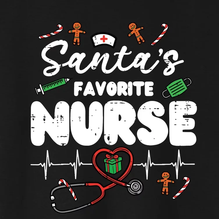 Santas Favorite Nurse Christmas Xmas Nursing Scrub Top Women Women's Crop Top Tee