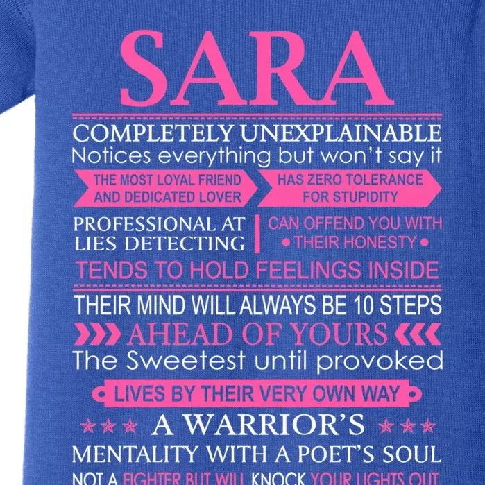 Sara First Name Great Gift Funny Sara Great Gift Baby Bodysuit