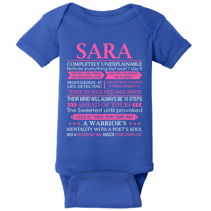 Sara First Name Great Gift Funny Sara Great Gift Baby Bodysuit