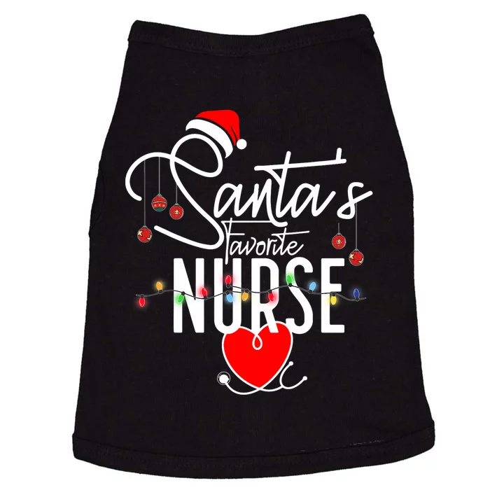 Santas Favorite Nurse Funny Christmas Santa Hat Light Doggie Tank