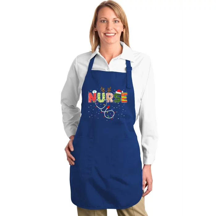 Santas Favorite Nurse Christmas Nurse Xmas Nurse Elf Crew Gift Full-Length Apron With Pocket