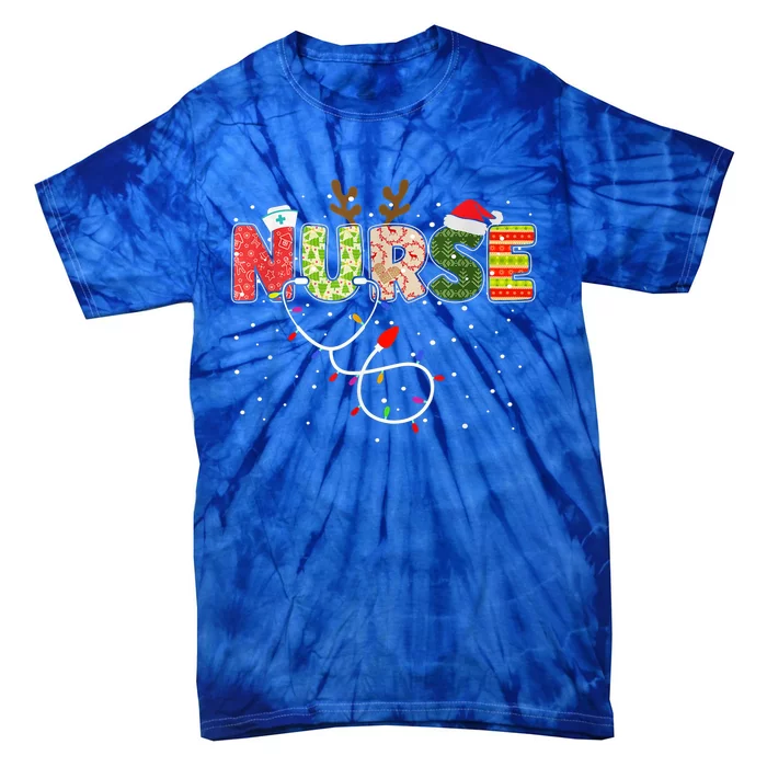 Santas Favorite Nurse Christmas Nurse Xmas Nurse Elf Crew Gift Tie-Dye T-Shirt