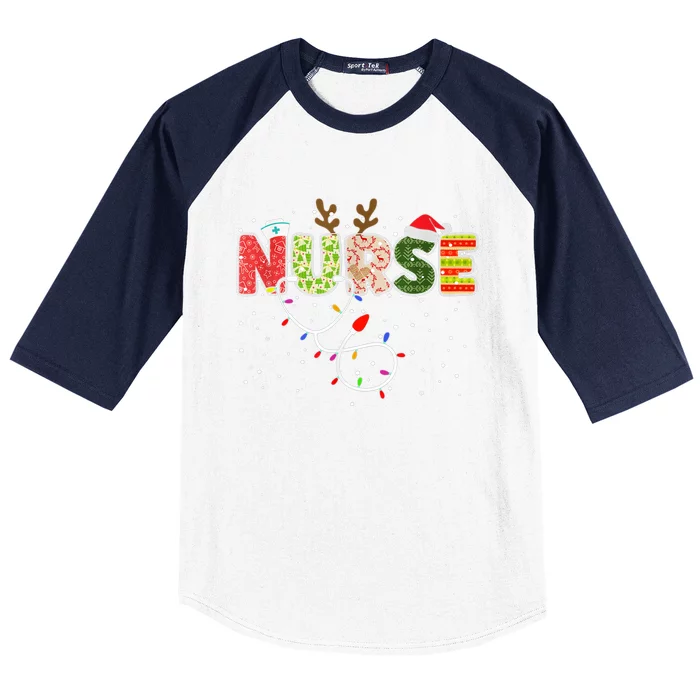 Santas Favorite Nurse Christmas Nurse Xmas Nurse Elf Crew Gift Baseball Sleeve Shirt