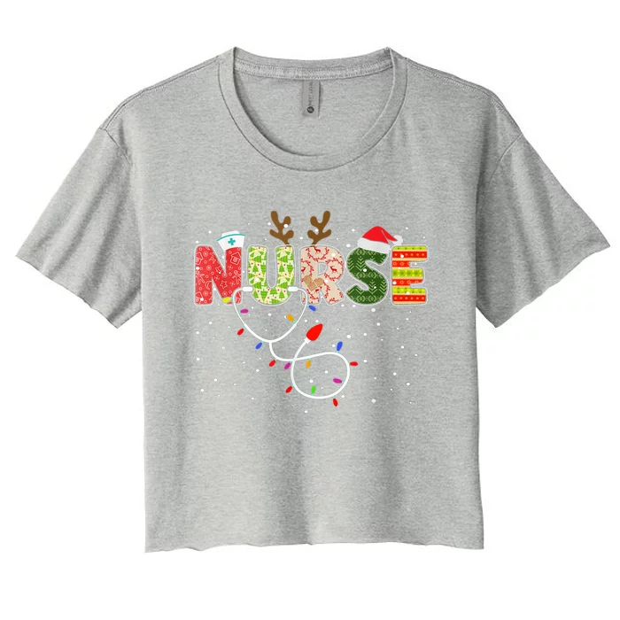 Santas Favorite Nurse Christmas Nurse Xmas Nurse Elf Crew Gift Women's Crop Top Tee