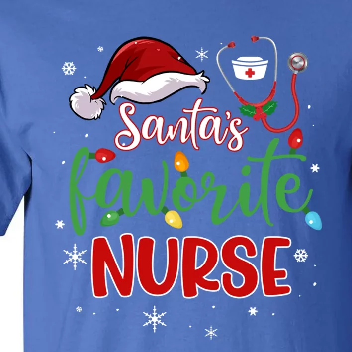 SantaS Favorite Nurse Christmas Xmas Nursing Stethoscope Gift Tall T-Shirt