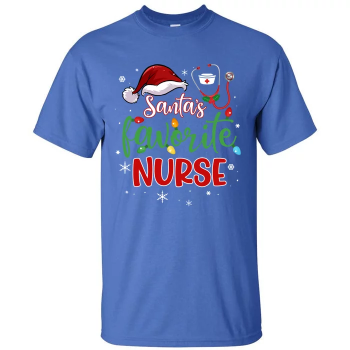 SantaS Favorite Nurse Christmas Xmas Nursing Stethoscope Gift Tall T-Shirt