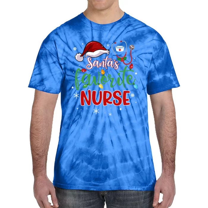 SantaS Favorite Nurse Christmas Xmas Nursing Stethoscope Gift Tie-Dye T-Shirt