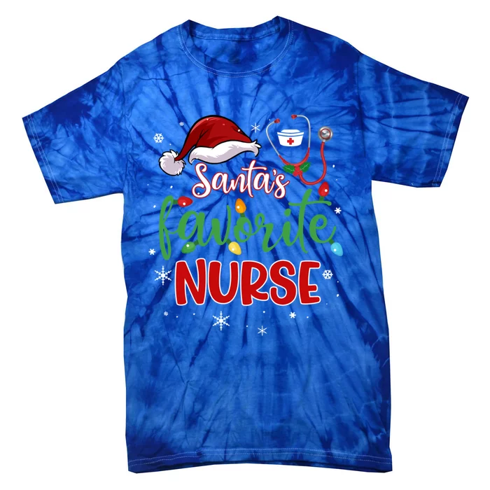 SantaS Favorite Nurse Christmas Xmas Nursing Stethoscope Gift Tie-Dye T-Shirt