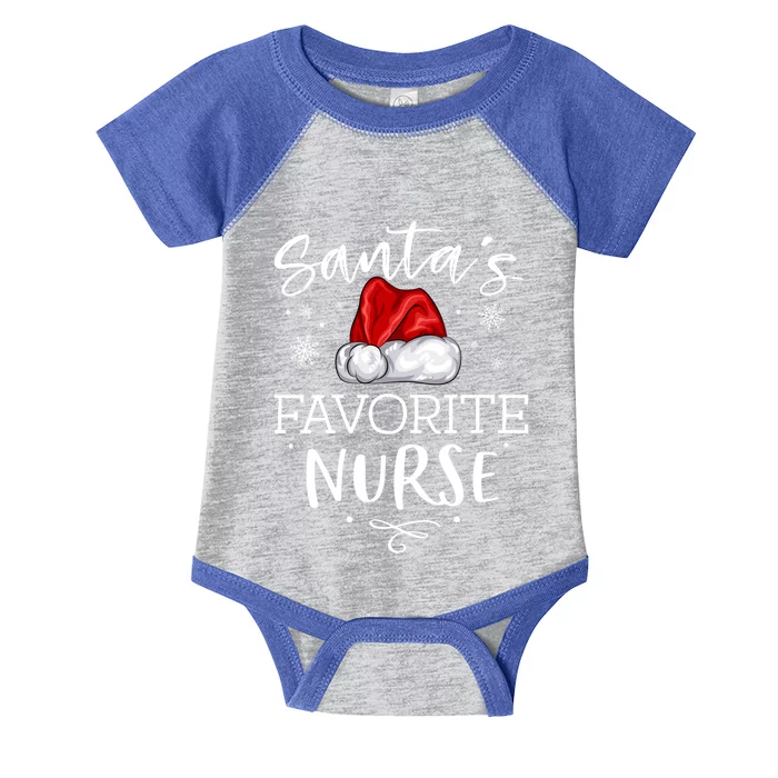 SantaS Favorite Nurse Christmas Hat Funny Nursing Gift Infant Baby Jersey Bodysuit