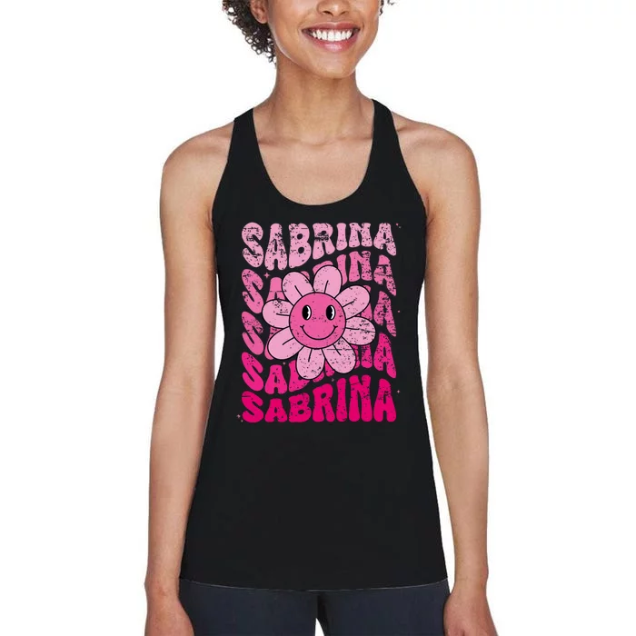 Sabrina First Name I Love Sabrina Groovy 80S Vintage Women's Racerback Tank