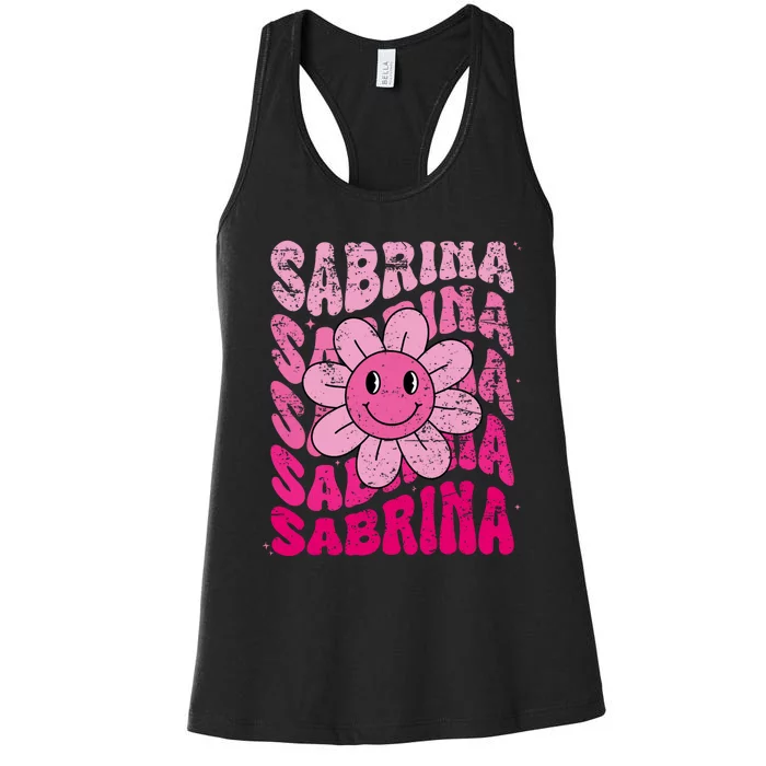 Sabrina First Name I Love Sabrina Groovy 80S Vintage Women's Racerback Tank