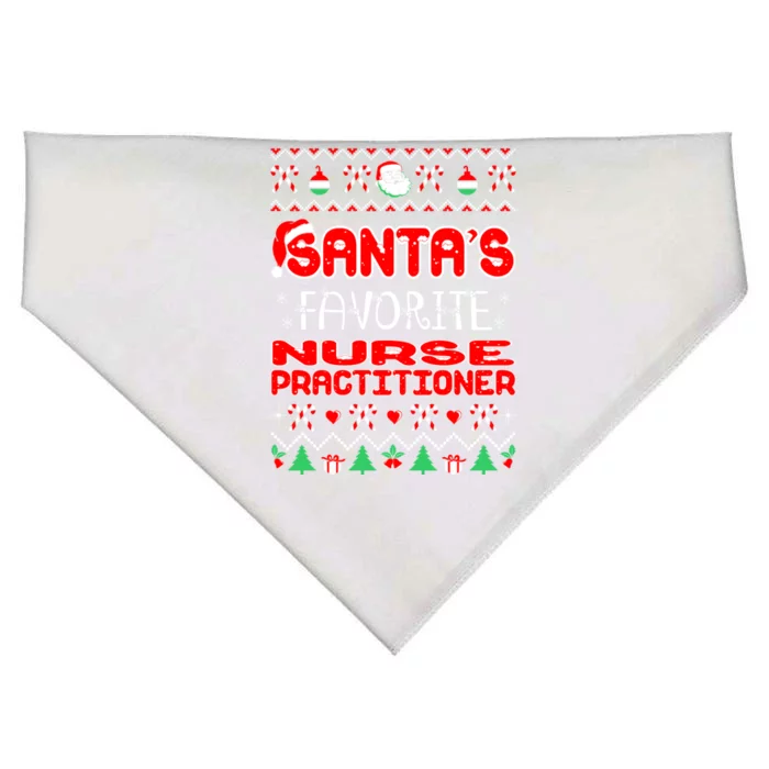 Santas Favorite Nurse Practitioner Christmas Ugly Sweater Gift USA-Made Doggie Bandana