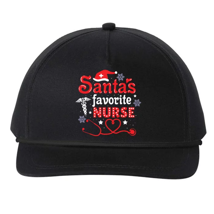 SantaS Favorite Nurse Christmas Short Sleeve Snapback Five-Panel Rope Hat