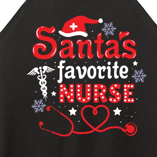 SantaS Favorite Nurse Christmas Short Sleeve Women’s Perfect Tri Rocker Tank