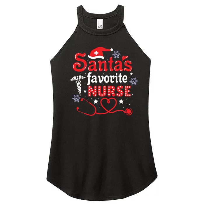 SantaS Favorite Nurse Christmas Short Sleeve Women’s Perfect Tri Rocker Tank