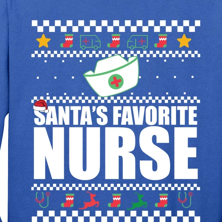 SantaS Favorite Nurse Fun Christmas Meme Gift Great Gift Long Sleeve Shirt