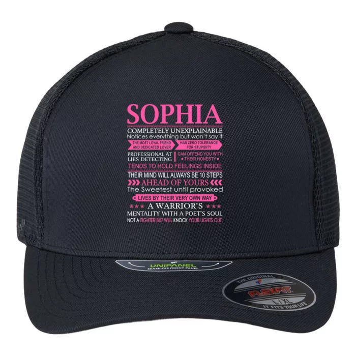 Sophia First Name Cool Gift Funny Sophia Meaningful Gift Flexfit Unipanel Trucker Cap