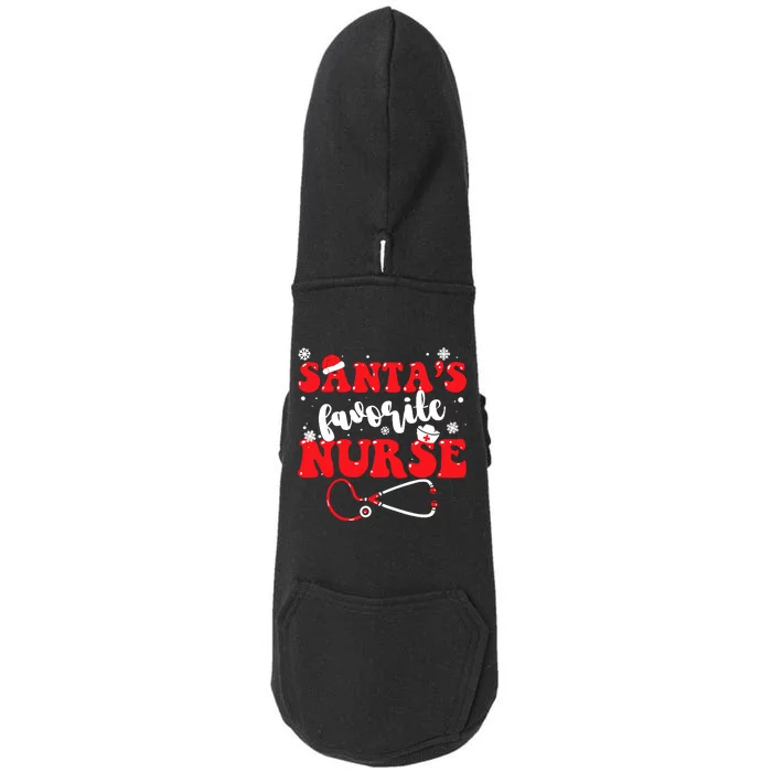 SantaS Favorite Nurse Christmas Doggie 3-End Fleece Hoodie