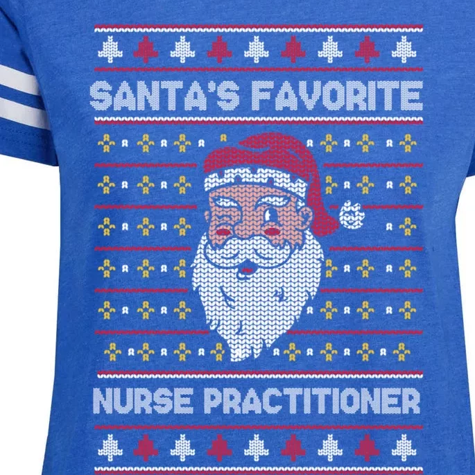 SantaS Favorite Nurse Practitioner Funny Christmas Holiday Gift Enza Ladies Jersey Football T-Shirt